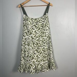 Offline by Aerie ruffle animal print athletic dress size XXL white green